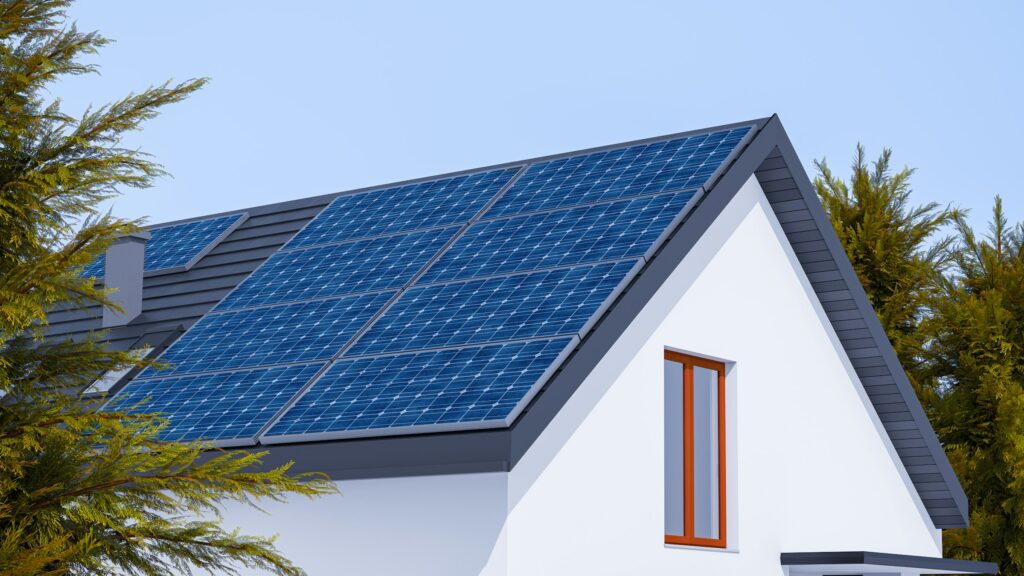 Modern home with solar panels boosting home appraisal value
