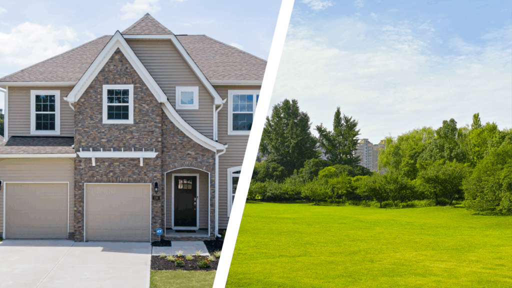 Graphic comparing vacant land appraisal vs residential appraisal methods